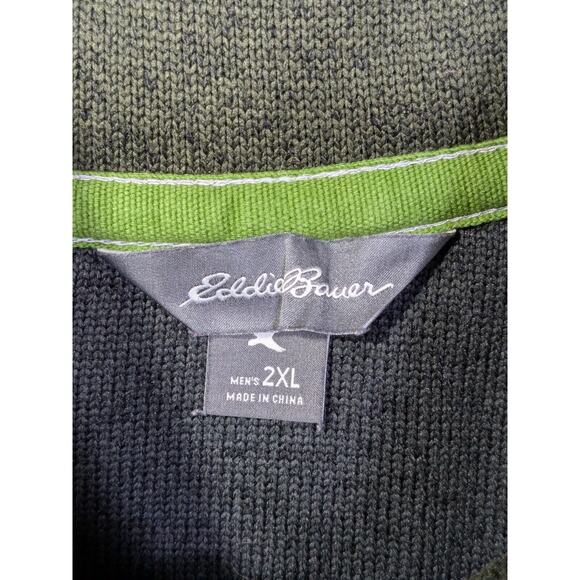 Eddie Bauer Pullover Mens 2XL Knit Sweatshirt 1/4 Zip Mock Neck Forest Green - Picture 3 of 10